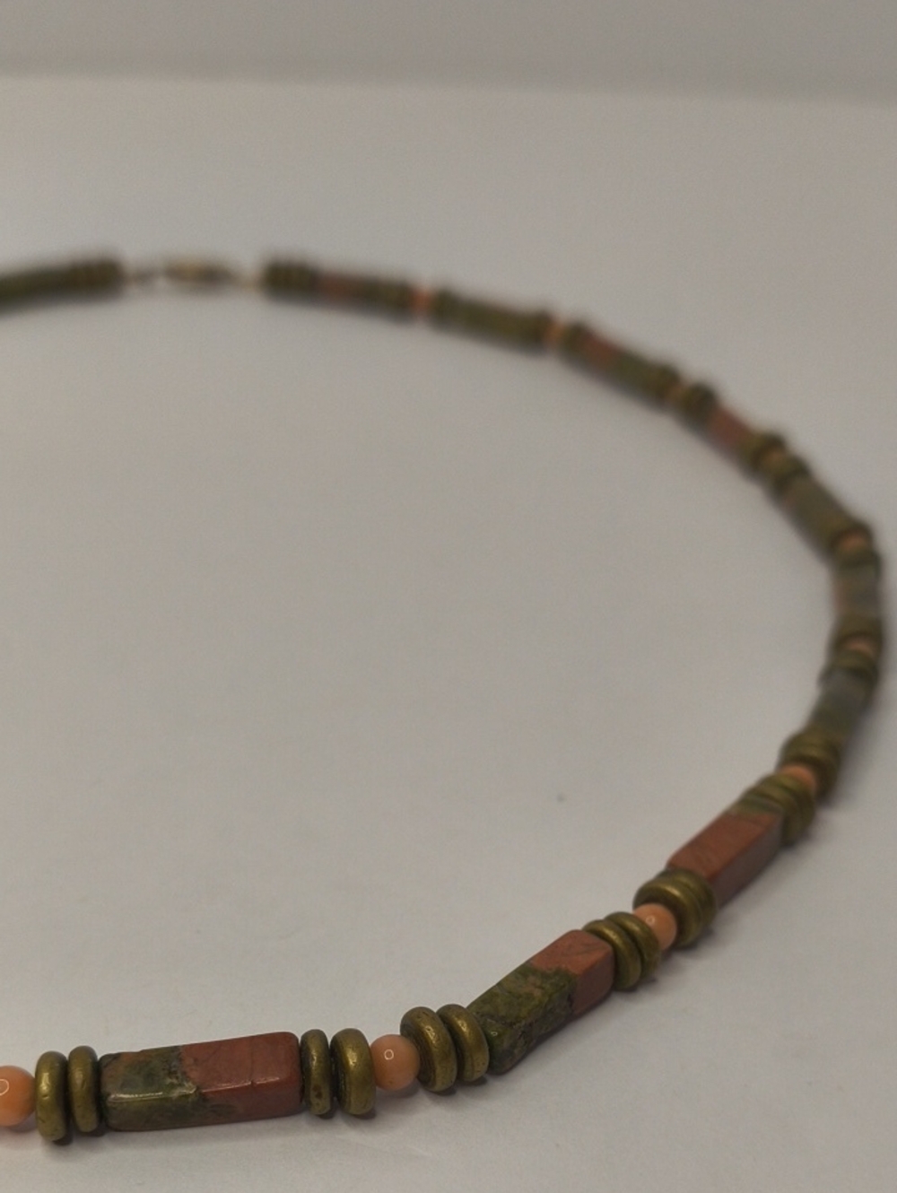 Vintage 1970s Unakite Jasper Statement Necklace